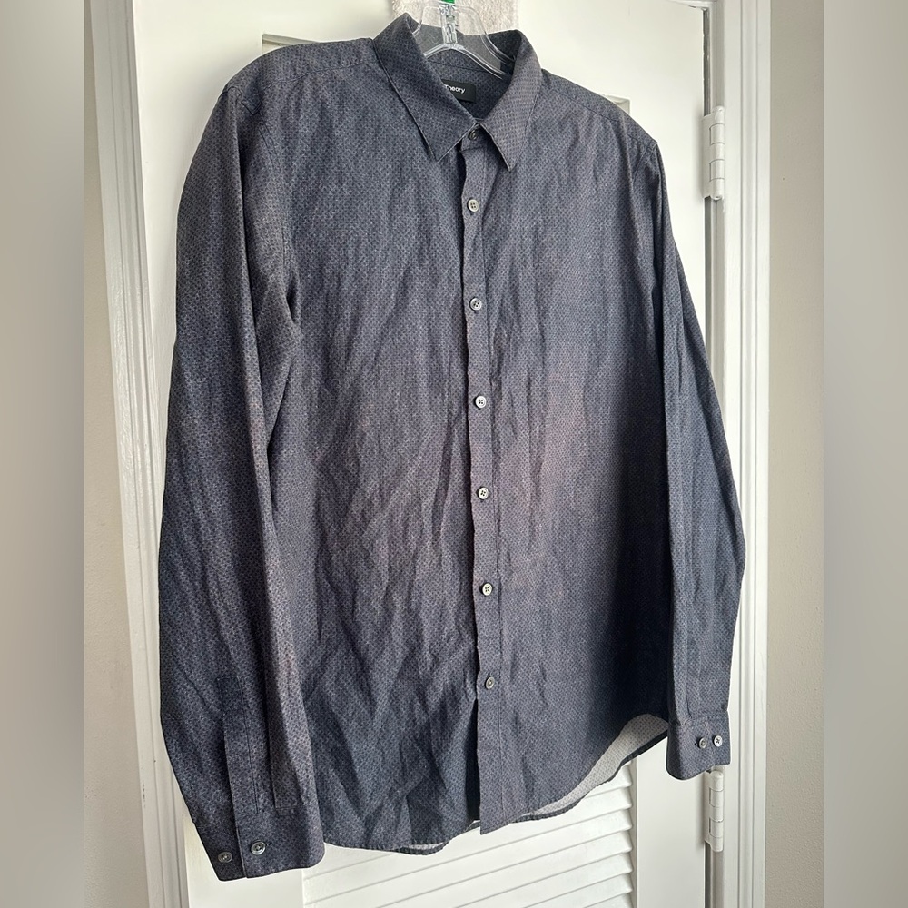 Theory men’s button up long sleeve shirt, Large